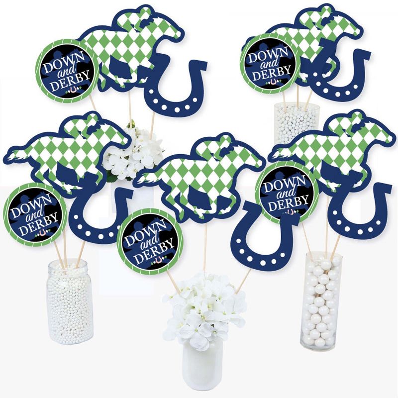 Big Dot of Happiness Kentucky Horse Derby - Horse Race Party Centerpiece Sticks - Table Toppers - Set of 15, 2 of 8