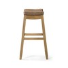Maven Lane Sophia Backless Bar Stool In Aged Natural Finish with Desert Tan Vegan Leather - 3 of 4