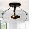 LNC Maison 3-Lights 12-in Oil-rubbled Black and Seeded Glass Traditonal LED Semi-flush Mount Lightsing - 2 of 4