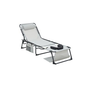 2 Pack Face Down Chaise Lounge Chair 5-Position Adjustable Foldable Tanning Chair with Arm Holes, Outdoor Recliner Chair - 1 of 3