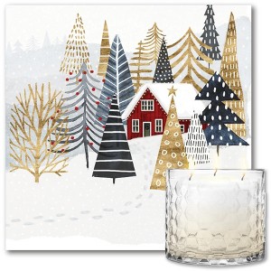 Courtside Market Christmas Chalet Artboard & 13.5oz 3-Wick Candle Set - 1 of 3