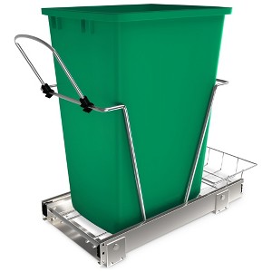 Rev-A-Shelf RV-12KD Series 35-Quart Kitchen Cabinet Pull-Out Waste Container with Rear Storage and Chrome-Plated Wire Bottom Mount - 1 of 4