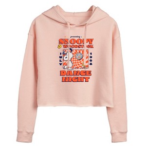 Women's - Peanuts - Snoopy And Woodstock Dance Night Cropped Graphic Hoodie - 1 of 4