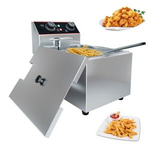 Commercial Deep Fryer with Basket, Stainless Steel Electric Counter-Top Fryer with Temperature Control for Restaurant and  Home Use - 1 of 4