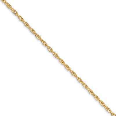 Black Bow Jewelry 1.55mm, 14k Yellow Gold, Solid Cable Rope Chain Necklace