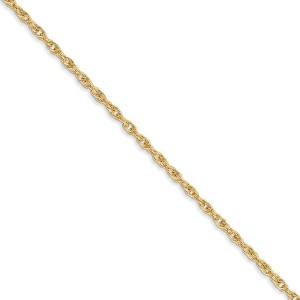 Black Bow Jewelry 1.55mm, 14k Yellow Gold, Solid Cable Rope Chain Necklace - 1 of 4