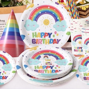 200 pcs Halloween Party Supplies, Halloween Theme Tableware Set Include Dinner Plates Dessert Plates Cups Napkins Cutlery Straws,Disposable Tableware - 1 of 4