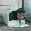 Whisen Hooded Cat Litter Box with Easy-Clean Drawer, All-in-One with Scoop & Mat, Ideal for Cats Up to 10 lbs - Blue - 2 of 4