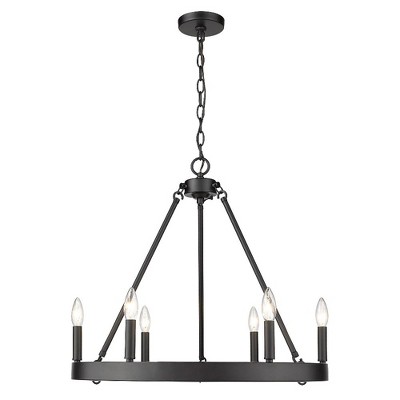 Alastair Matte Black 6-Light Transitional Wagon Wheel Chandelier