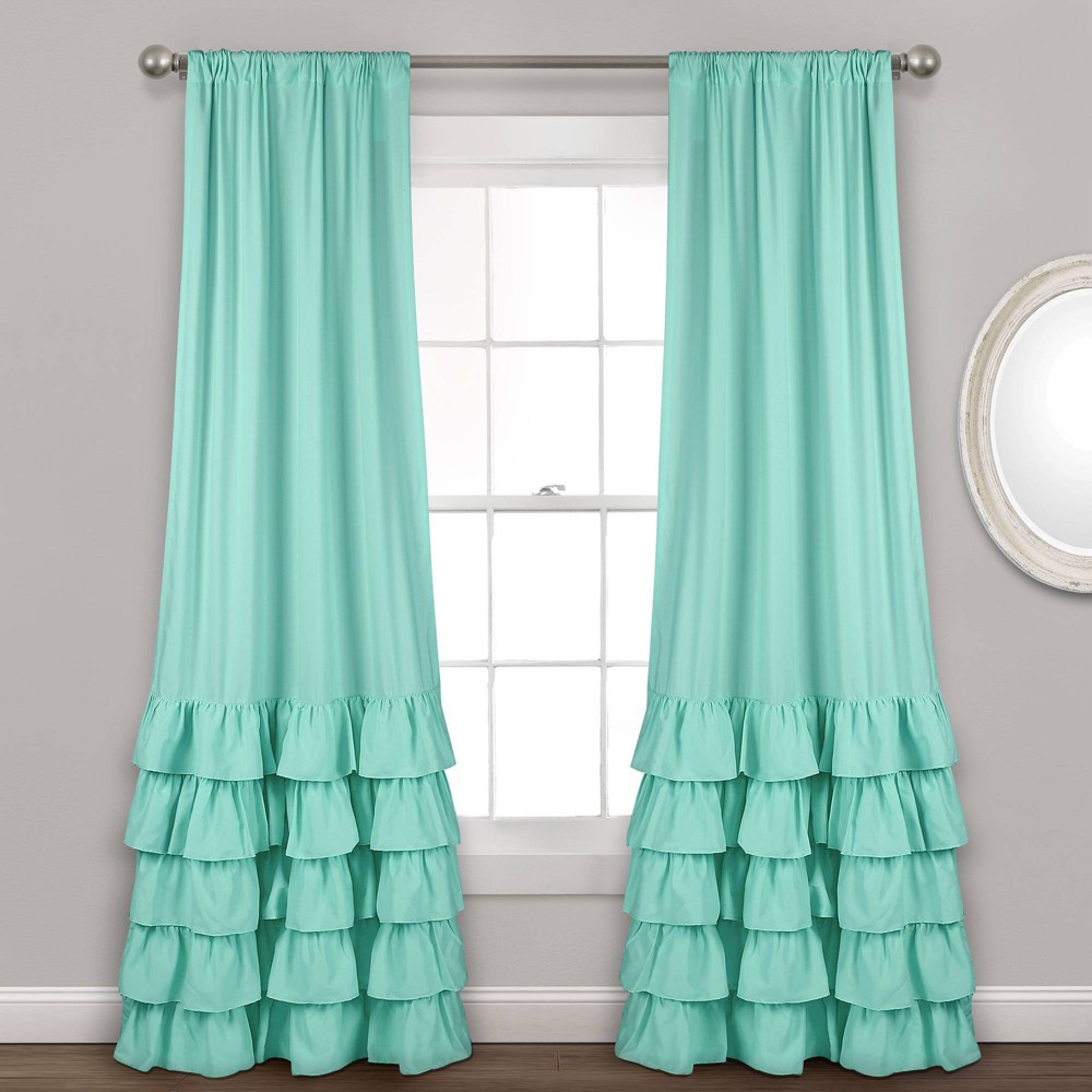 Photos - Curtains & Drapes Set of 2  Allison Ruffle Rod Pocket Light Filtering Window Curtai(84"x40")