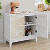 Vintage Carved Buffet Cabinet, Decorative Sideboard with 2 Doors and Adjustable Shelves,Wooden Accent Cabinet - 3 of 4