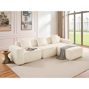 L-shaped corduroy modular sofa with free combination and boneless - 1 of 4