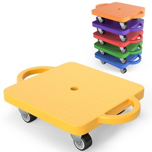 SUGIFT Kids Sitting Scooter Set with 360° Swivel Casters, Durable Plastic Build, Stackable Design, and Colorful Indoor Outdoor Play - 1 of 4