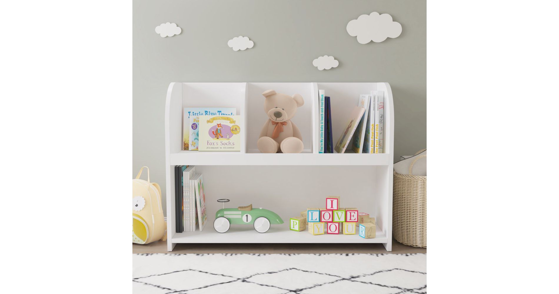 Bookshelf for Kids, 3 Cube Kids Bookcase Toddler Bookshelf Kids Toy Storage Organizer Book Shelves for Kids Room, Playroom, Nursery and Kindergarten