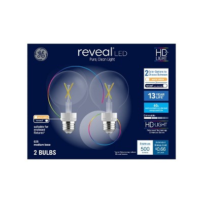 Ge 2pk 60w Color Select G25 Led Globe Light Bulbs Clear : Target