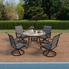 CLIHOME 5-Piece Outdoor Aluminum Dining Set With 4 360° Swivel Chairs & 1 48" Round Ceramic Tile Table Equipped With 2.3" Umbrella Hole - 2 of 4