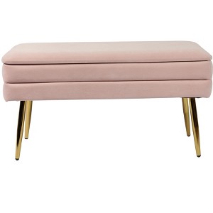 TOV Furniture Ziva 31" Velvet Storage Bench Blush 31.3"W x 14.8"D x 16.5"H - 1 of 4