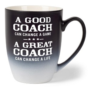 Elanze Designs Inspirational Appreciation Coffee Cup Mug 12 Ounce Ceramic With Ombre Gradient Good Coach Great Coach Black and White - 1 of 4