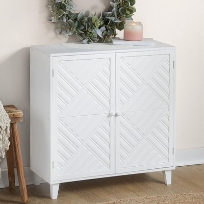 White Chevron Design 2-Door MDF Cabinet with Adjustable Shelving