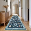 2x6 Washable Hallway Runner Rug, Modern Insect Floral Low Pile Kitchen Runner, Soft Non-Slip Stain-Resistant Carpet for Laundry or Bedroom, Blue - 3 of 4