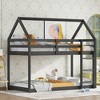 Dolonm Twin over Twin Rubber Wood Floor Bunk Bed, with ladder,Guardrails,House-Shaped-Bunk Bed - 4 of 4