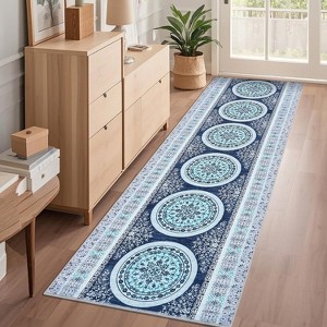 Washable Vintage Oriental Floral Rug, Non-Slip, Soft Non-Shedding, Low Pile for Living Room, Nursery - 1 of 4