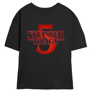 Juniors Womens Stranger Things Season Number Five Glowing Logo T Shirt - 1 of 4