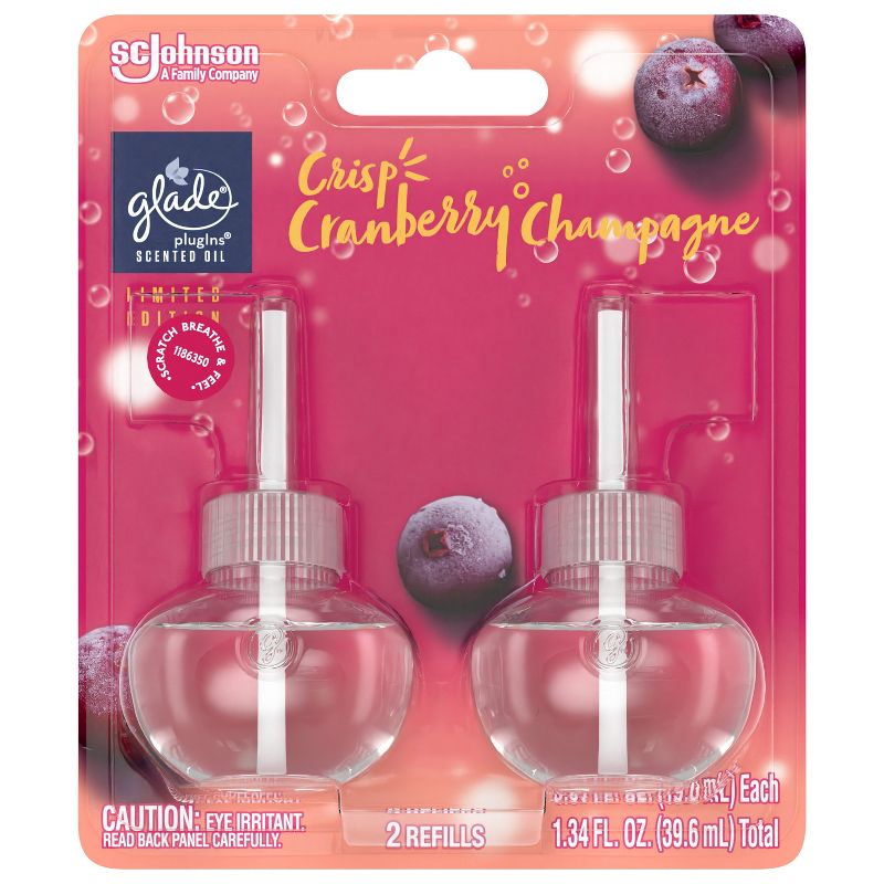 Glade PlugIns Scented Oil Air Freshener - Crisp Cranberry Champagne Refill - 1.34oz/2pk, 5 of 18