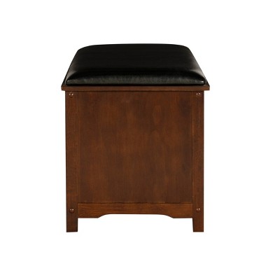 Cape Anne Dark Walnut 48'' Faux Leather Storage Bench