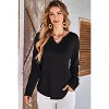 Women's V-Neck Long Sleeve Top Loose Fit Casual Shirt with Pocket Soft Breathable Fabric Comfortable Daily Wear Blouse - 3 of 4