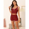 cheibear Women's Summer Ribbed Crop Sleeveless Tank Top and Shorts Lounge Pajamas Sets - 3 of 4