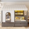 Full Size House Bed Tent Bed Kids Bed Frame with 2 Drawers, Side LED Bookshelf & Built-In Charging Station - ModernLuxe - 2 of 4