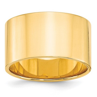 Black Bow Jewelry 12mm 10K White or Yellow Gold Lightweight Flat Standard Fit Band