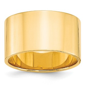 Black Bow Jewelry 12mm 10K White or Yellow Gold Lightweight Flat Standard Fit Band - 1 of 4