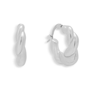 EVRY JEWELS WATERPROOF Gold or Silver Plated Stainless Steel Chunky Twisted Hoop Earrings - 1 of 3