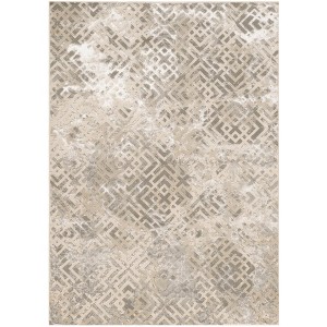 HomeRoots 5' X 8' Sand And Light Blue Geometric Area Rug - 1 of 4