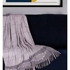 HomeRoots 50" X 60" Gray Woven Cotton Striped Throw Blanket with Tassels and Embroidery - 2 of 4