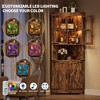 67 Inch Tall Corner Storage Cabinet with Lights, Wooden Farmhouse Corner Hutch Display Cabinet with Glass Doors, for Kitchen, Living Room, Bathroom - 4 of 4