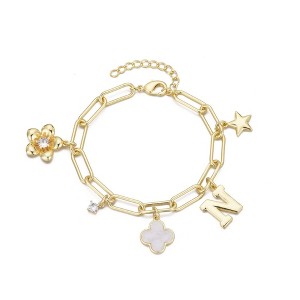 Adornia 14k Yellow Gold Plated Initial Chunky Charm Bracelet - 1 of 1