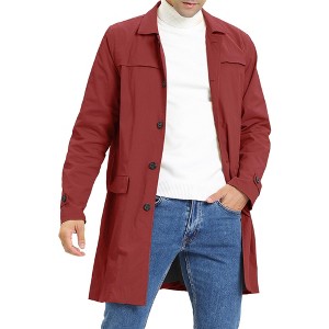 INSPIRE CHIC Men's Lightweight Solid Color Trench Coat Windbreaker Jacket - 1 of 4