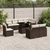 vidaXL 9 Piece Patio Sofa Set with Cushions - Brown and Cream without Storage - 2 of 4