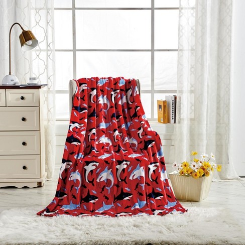 Plazatex Red Shark Micro Plush Decorative All Season Red Color 50 X 60 Throw  Blanket : Target