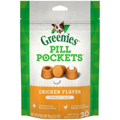 Greenies Tablet Size Pill Pockets Chicken Flavor Dental Dog Treats - 30ct/3.2oz