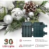 GAOMON 22 Inch Christmas Wreath with Lights, Prelit Silver White Christmas Gnome Wreath with 30 Lights Ball Ornaments - 4 of 4