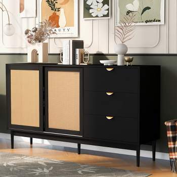 2-Door Storage Cabinet With 3 Drawers and Metal Handles For Hallway, Entrance Hall, Living Room and Study Room - ModernLuxe