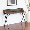 HomeRoots 47" Brown and Black Wood and Metal X-Shape Computer Desk - 2 of 4