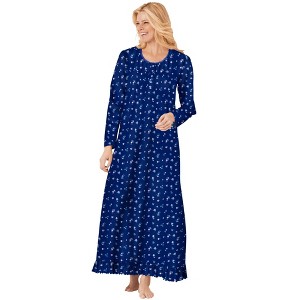 Dreams & Co. Women's Plus Size Long-Sleeve Gown - 1 of 4