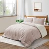 Peace Nest 3 Piece Year-Round Warmth Tufted Geometric Clipped Comforter Set Soft Microfiber in Coral - 2 of 4
