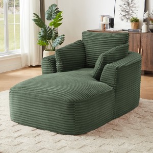 KTMBDW Chaise Lounge Indoor, Chaise Lounge Chair with Armrests, Corduroy Upholstered Plush Sofa Bed Lazy Chair for Living Room - 1 of 4