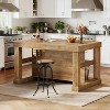 Lantine 55-Inch Farmhouse Kitchen Island with Storage, 3-Tier Wooden Center Bar Table  with Large Countertop for Kitchen, Dining Room, Rustic Brown - 3 of 4